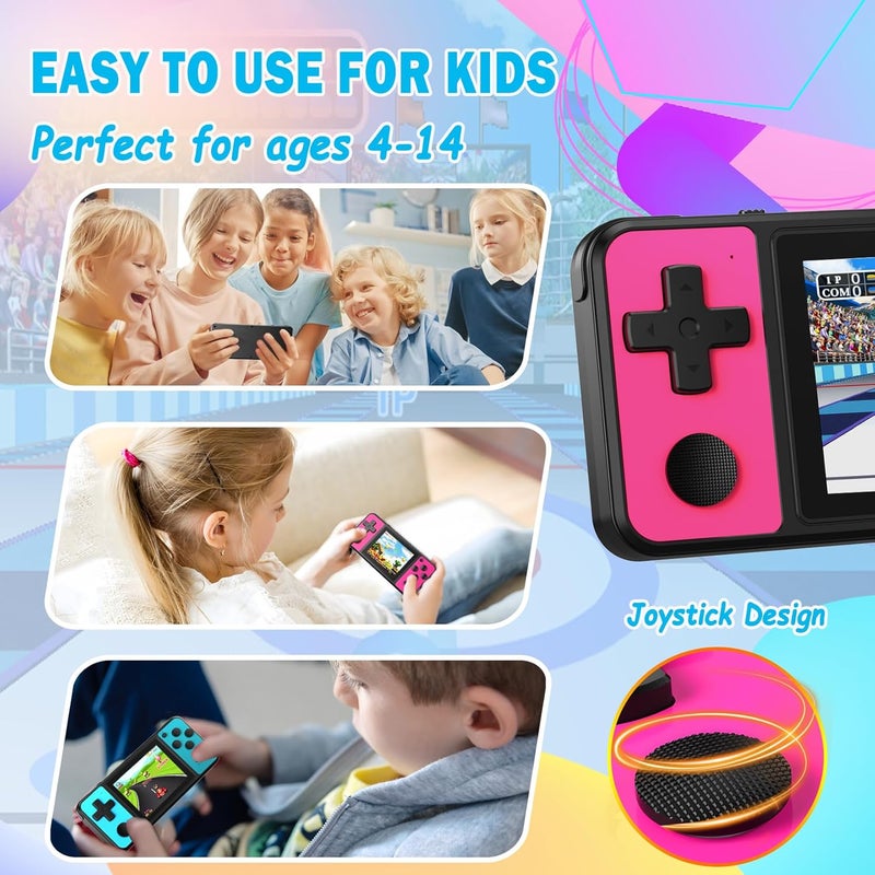 BEICO 32 Bit Kids Handheld Games Preloaded 139 Video Games,Portable Electronic Toys with 3.0" IPS Screen Rechargeable Battery,Gaming System Birthday Gifts for Boys Girls Ages 4-12 (Rose-Red) - Image 5